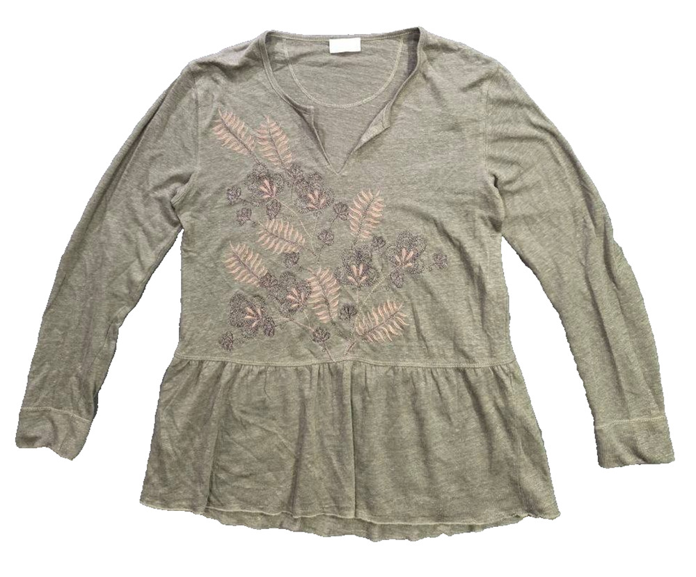 Wrap London Women's T-Shirt top 100% Linen Round Neck Basic Size 6 A011110